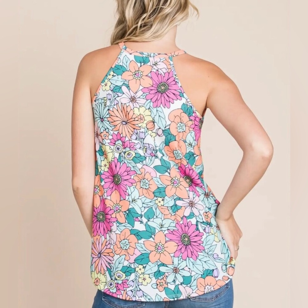 Bombom Floral Tank Top – Colorful Boho Sleeveless Top - NWT - Picture 2 of 6